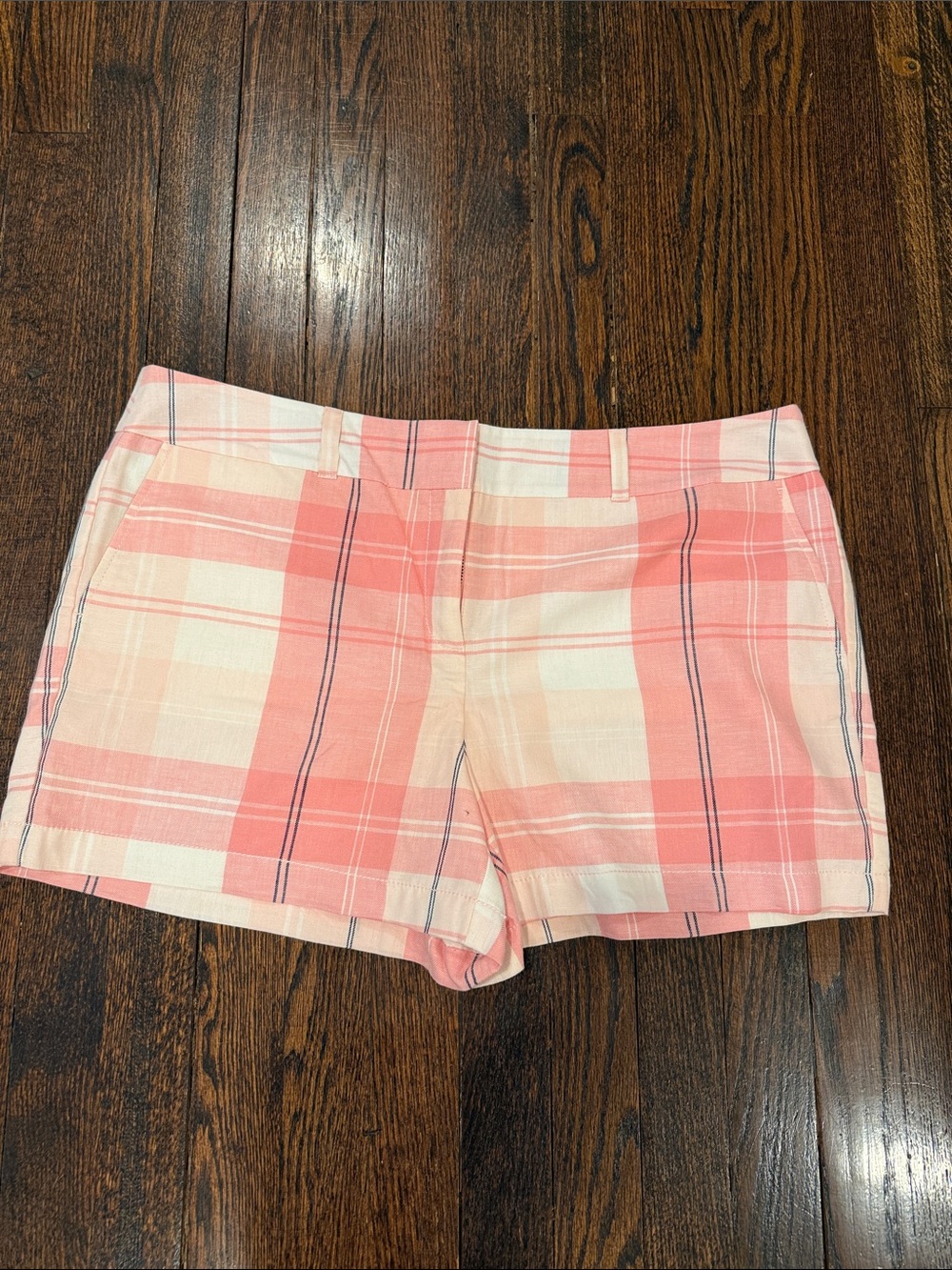 Ann Taylor Pink and Cream Plaid Bermuda Shorts